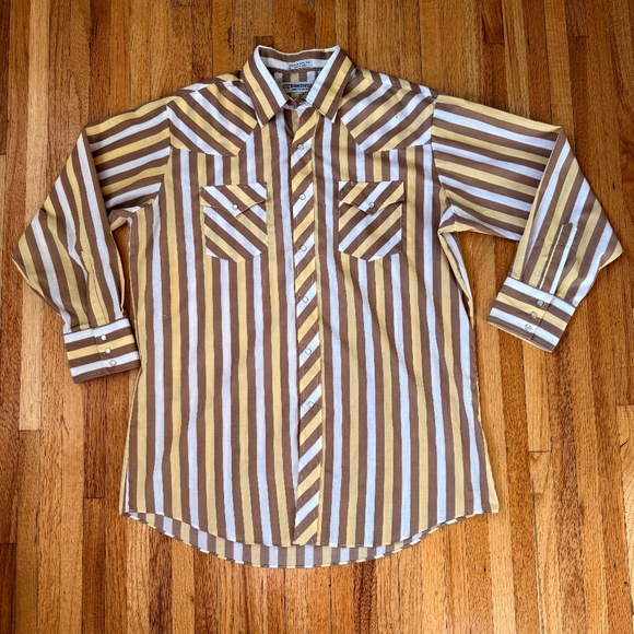 Vintage 70s Men’s Ranchwear Striped Western Shirt - Picture 1 of 8